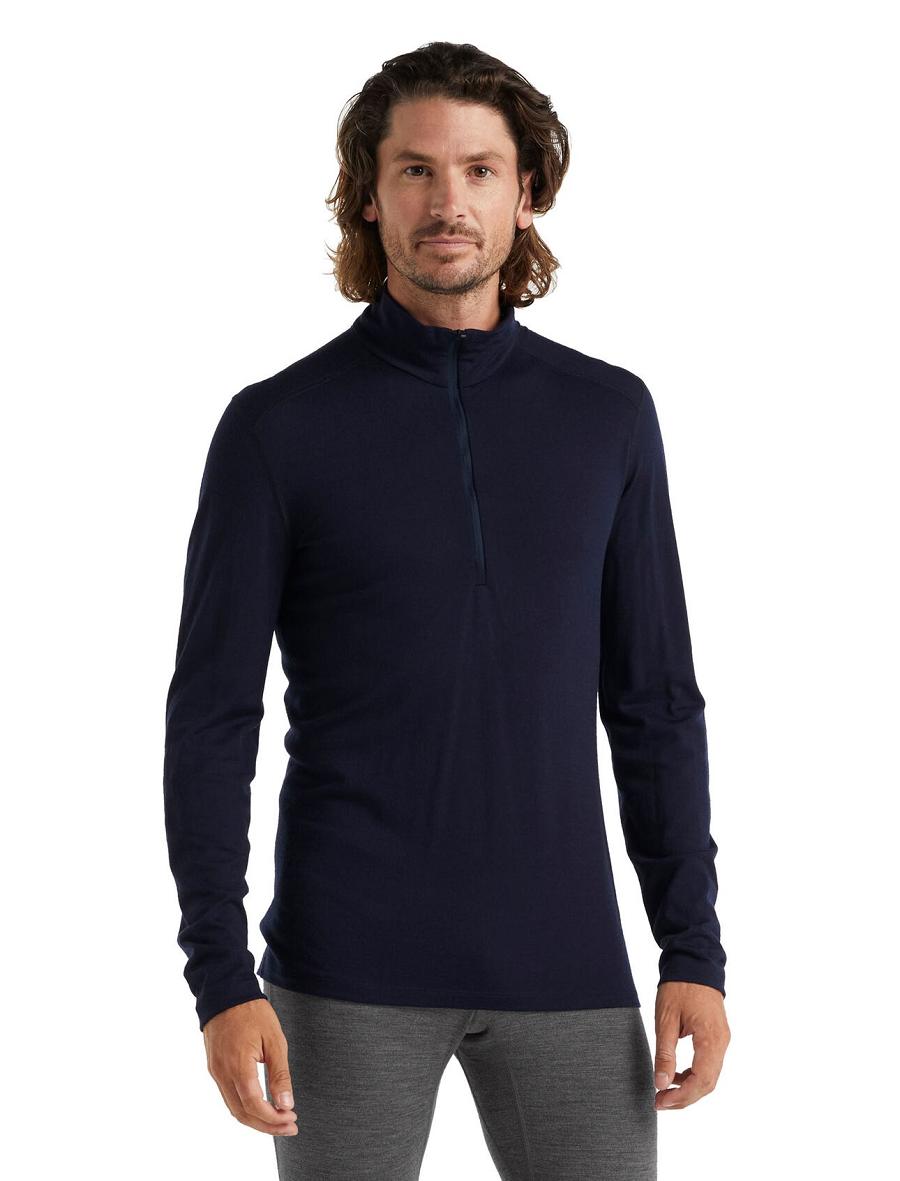 Icebreaker Merino 200 Oasis Long Sleeve Half Zip Thermal Top Férfi Base Layers Sötétkék | HU 1359OKIR